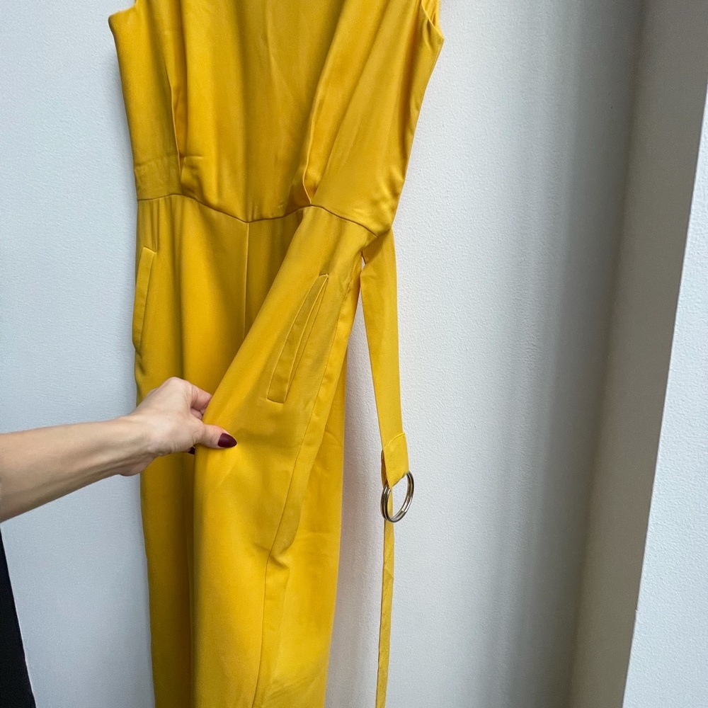 NWOT bright yellow wide straight leg Jumpsuit - Picture 5 of 6